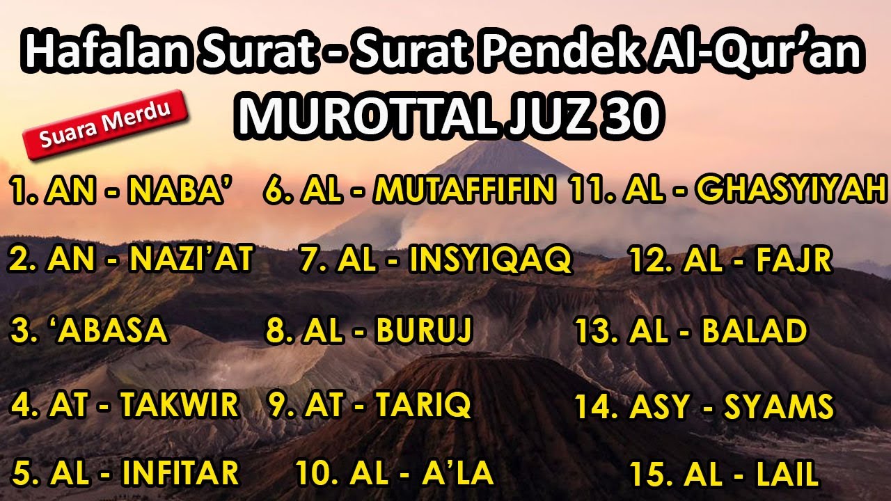 Surat surat pendek Al Qur'an untuk bacaan sholat | murottal juz 30 surah an naba - al lail
