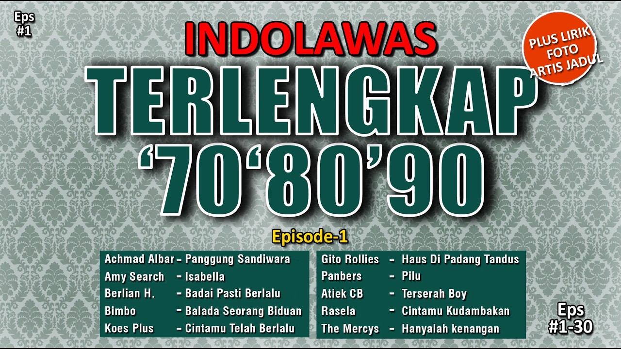 Lagu Kenangan, INDOLAWAS TERLENGKAP, plus Lirik dan Foto Artis Jadul. Episode #1 dari 20