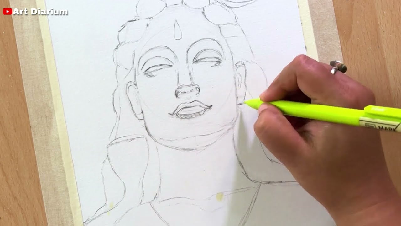 Adiyogi Lord Shiva Drawing Part -1 Step by Step | Oil Pastel Drawing
