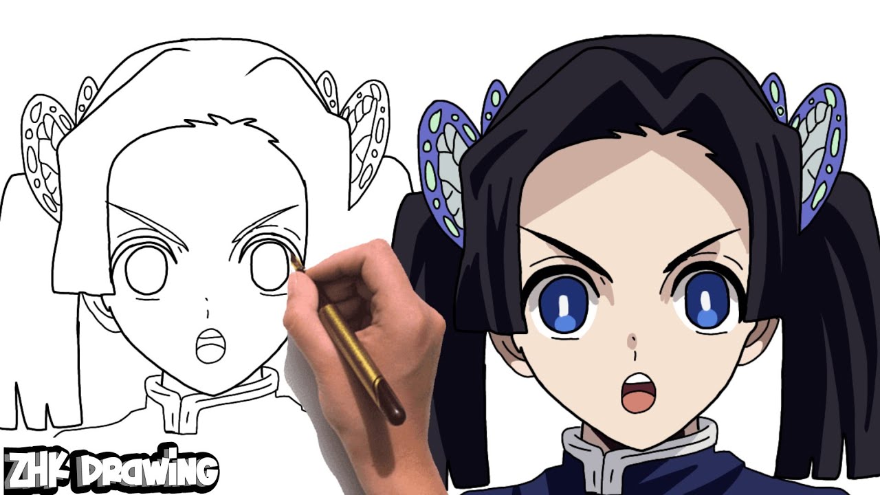 demon slayer drawing | how to draw Aoi kanzaki easy step by step for beginners |anime kemitsunoyaiba