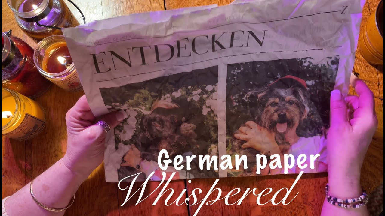 ASMR Trying to read a German Newspaper (Whispered) Newspaper crinkles