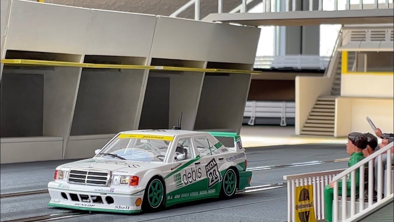 Umbau vom slotcar SlotIt DTM Mercedes 190 Evo auf Schöler Metallchassis und Tracktest vs Serienauto