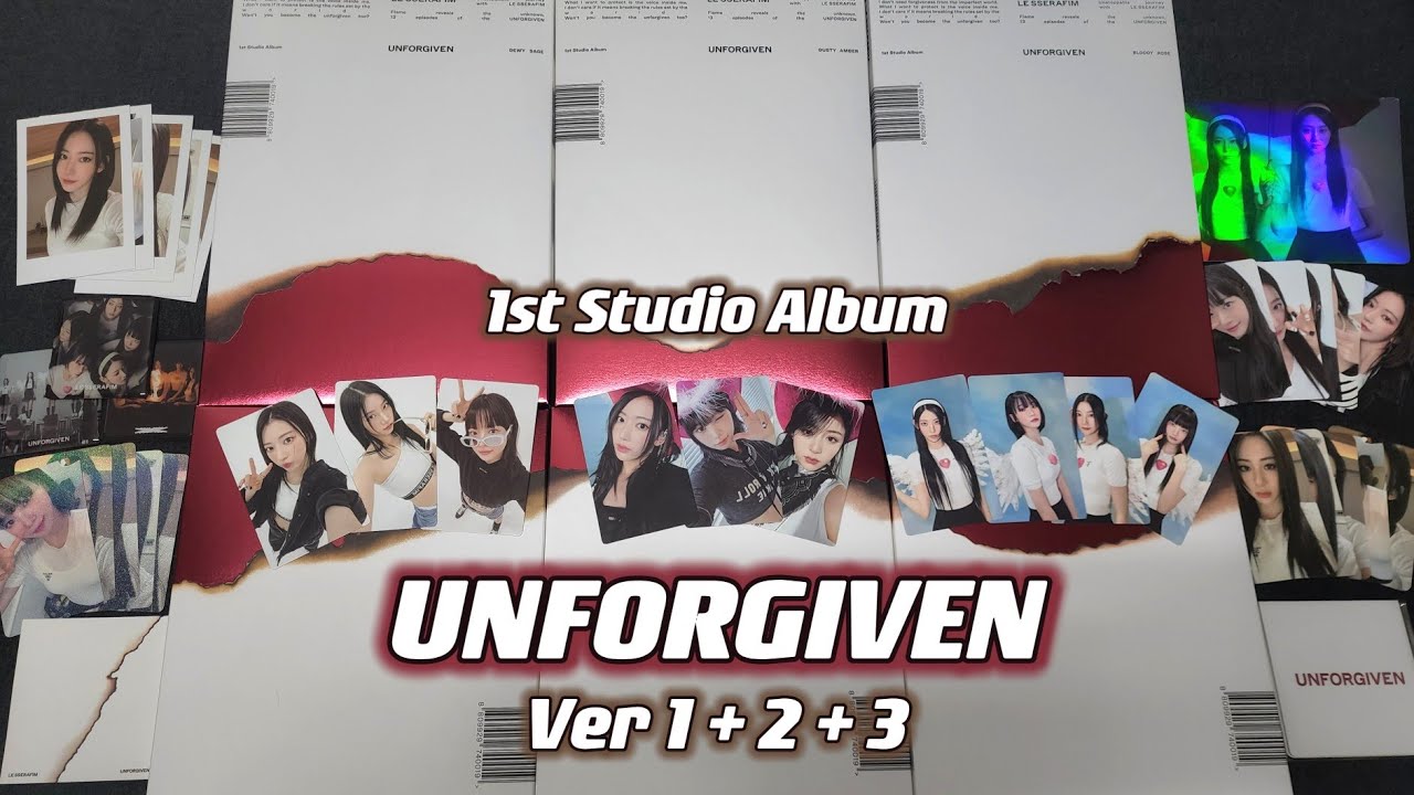 [Unboxing] LE SSERAFIM - 1st Studio Album UNFORGIVEN (Ver 1, 2 & 3)  with Weverse + Stores POB