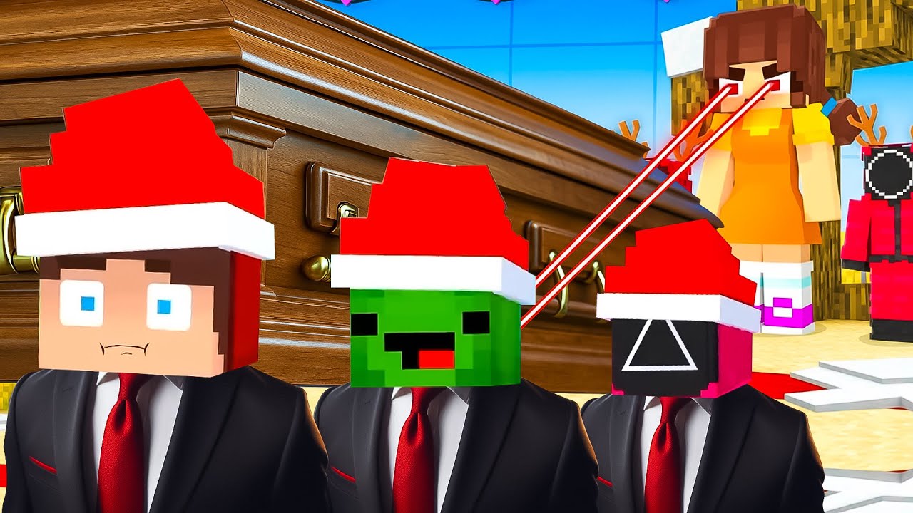 JJ and Mikey celebrate Christmas in SQUID GAME - Maizen Minecraft | Coffin Dance Song (COVER)