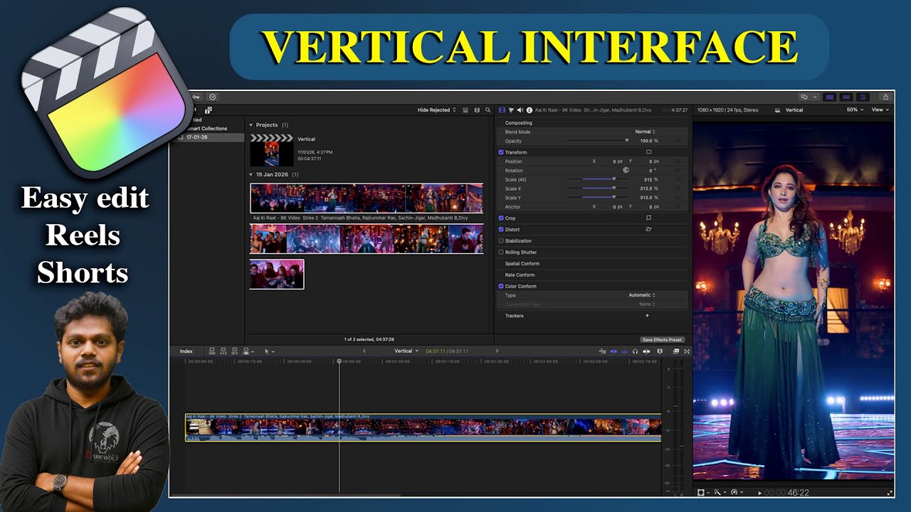 How to change Final cut pro FCP layout for editing reels. vertical videos editing in full screen