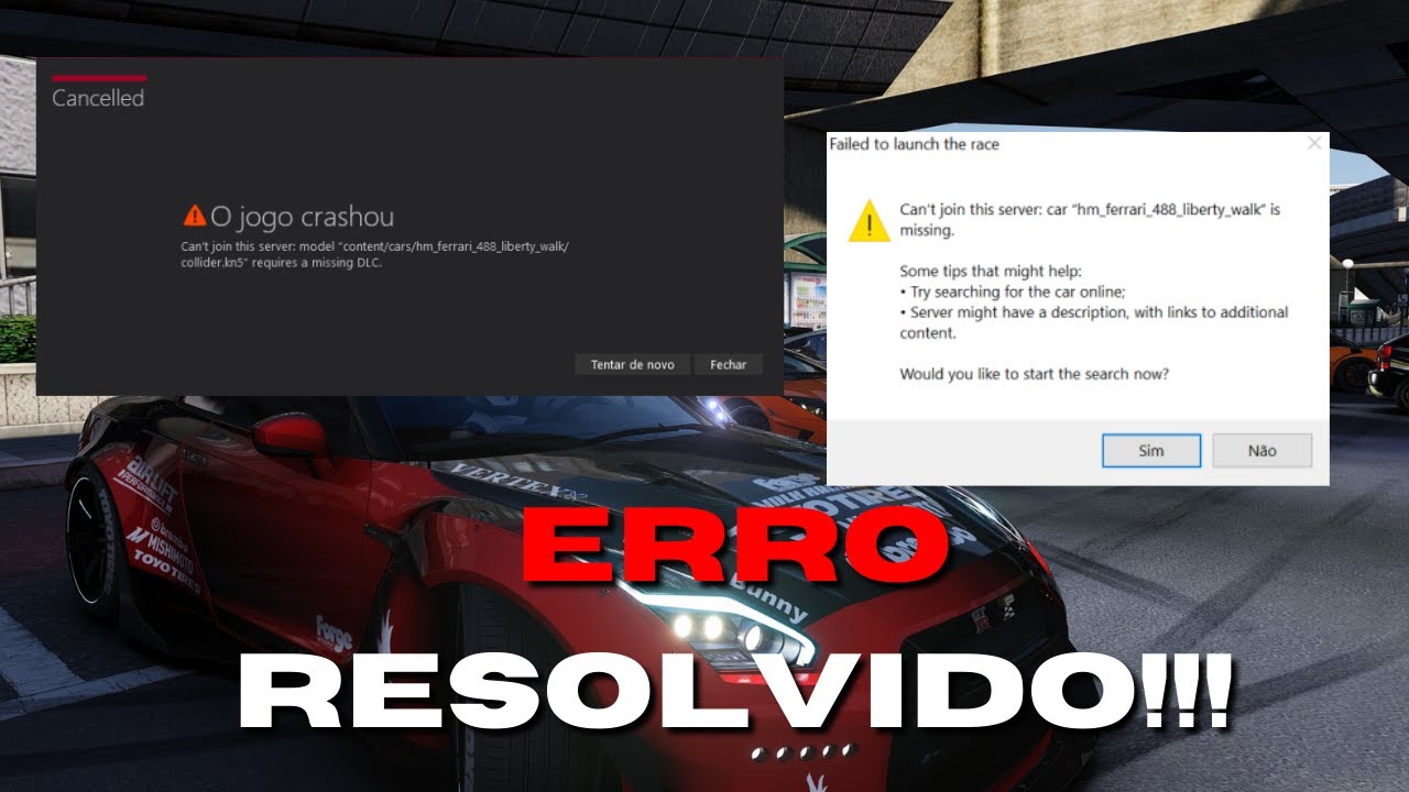 Race canceled ou erros no assetto corsa, Como Resolver?