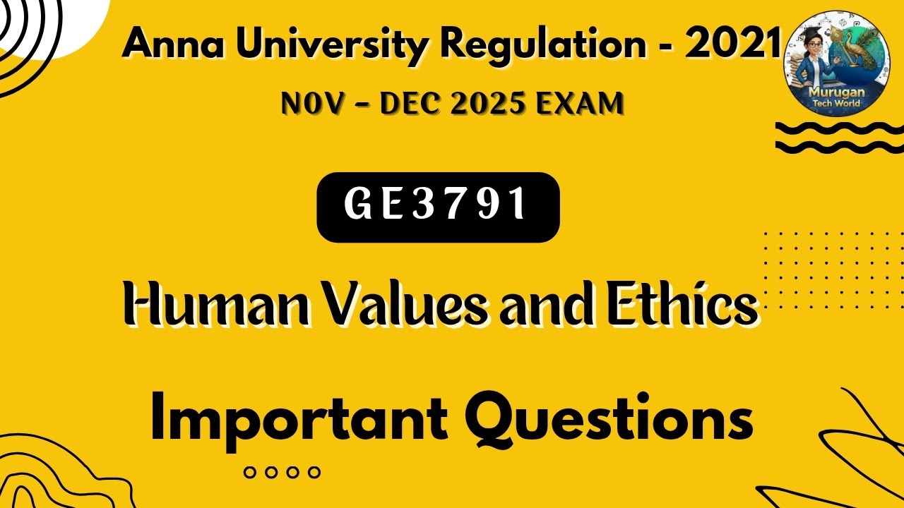 GE3791 Human Values and Ethics| Important Questions in Tamil |Anna University Reg 2021|Semester Exam