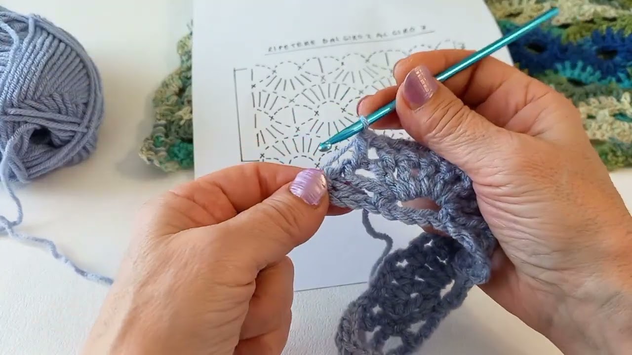 Punto merletto ad uncinetto. Tutorial facile con schema. Poncho in lana leggera.