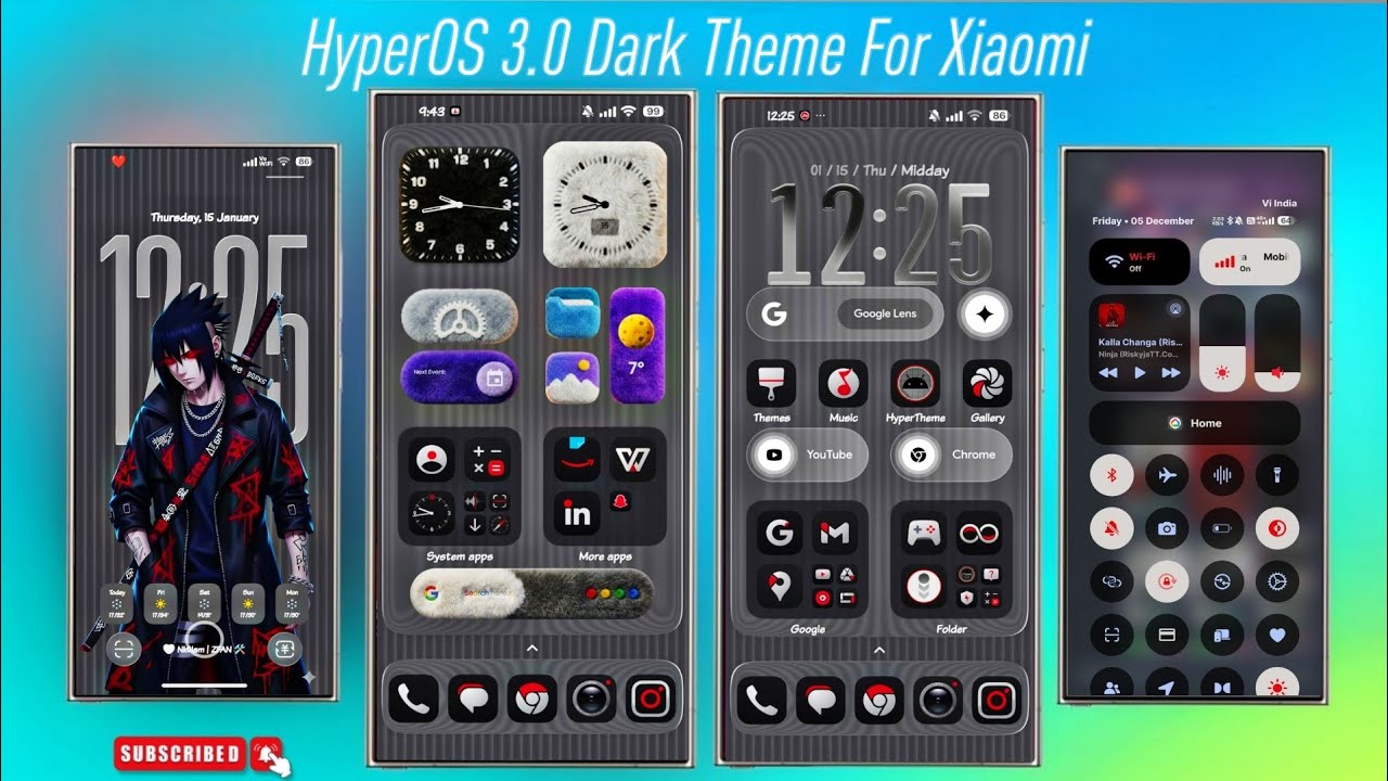 HyperOS 3 - Dark Theme With 3D Effect & blur Control Center & Widget  #sardarjitruetech 
