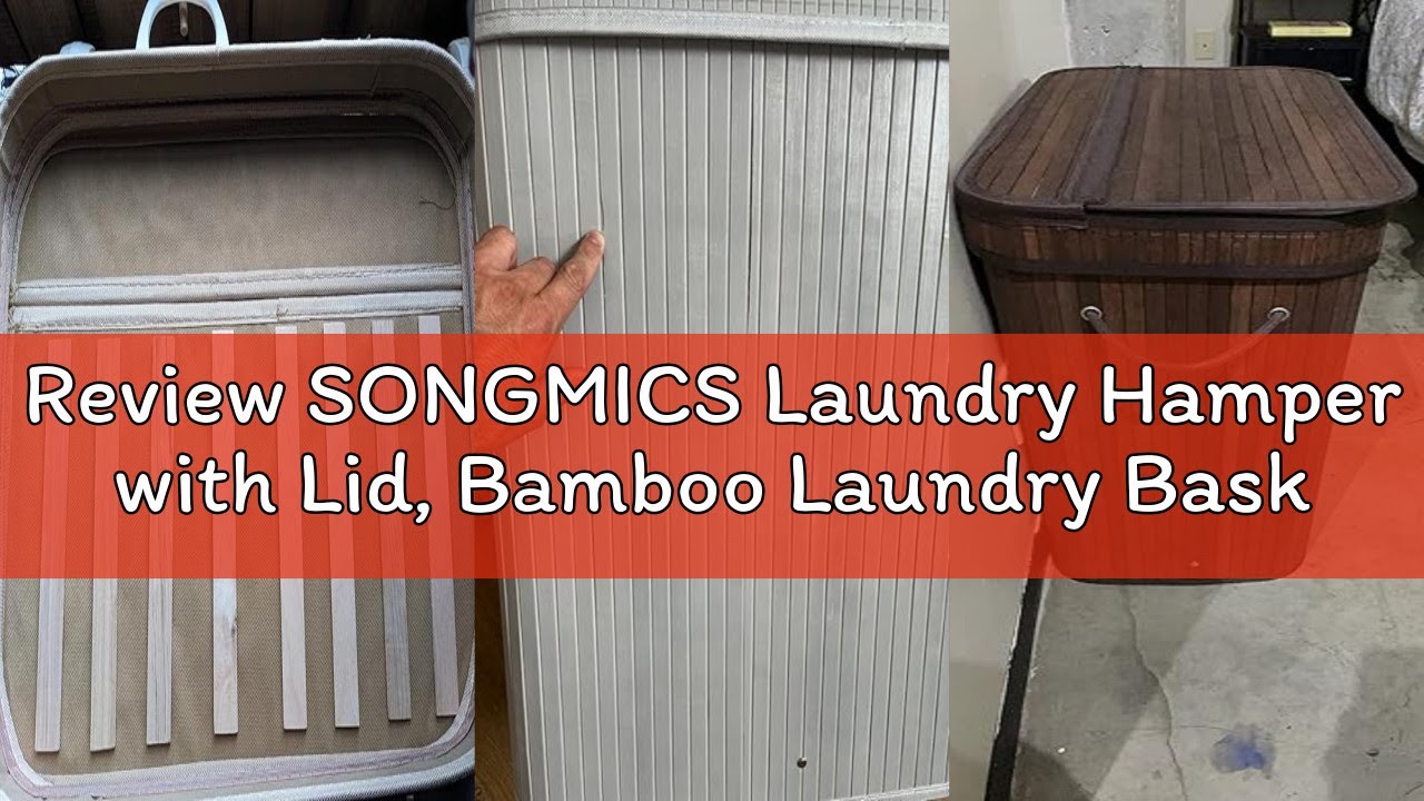 Review SONGMICS Laundry Hamper with Lid, Bamboo Laundry Basket, Removable Machine Washable Laundry B