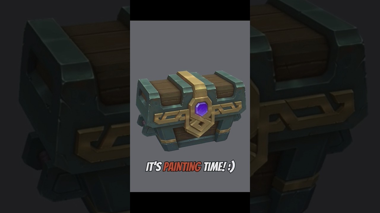 HandPainted textures process for my Chest 3D model #3dart #stylizedart #worldofwarcraft #3dmodel #3d