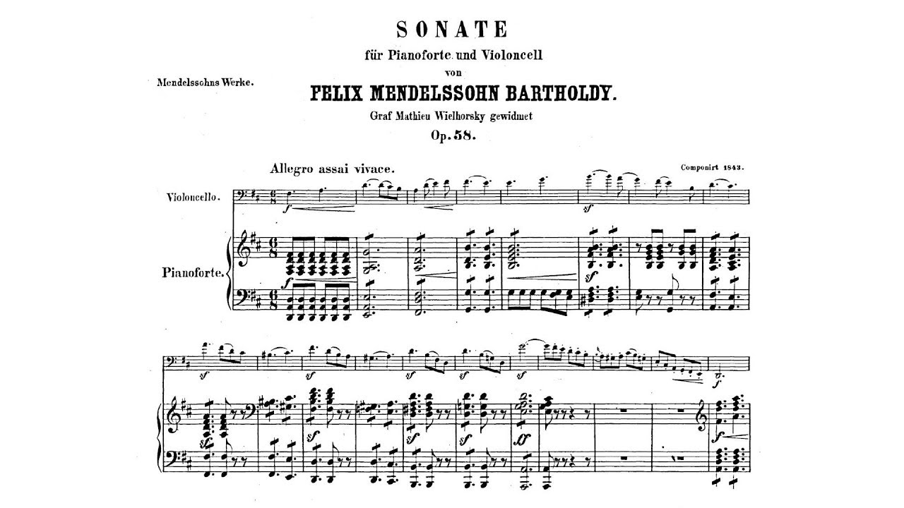 Felix Mendelssohn - Sonata for Cello and Piano No. 2 [With score]