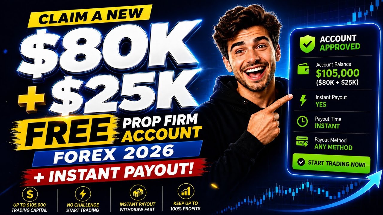 Claim A New $80k + $25k FREE Prop Firm Account Forex 2026 + Instant Payout!