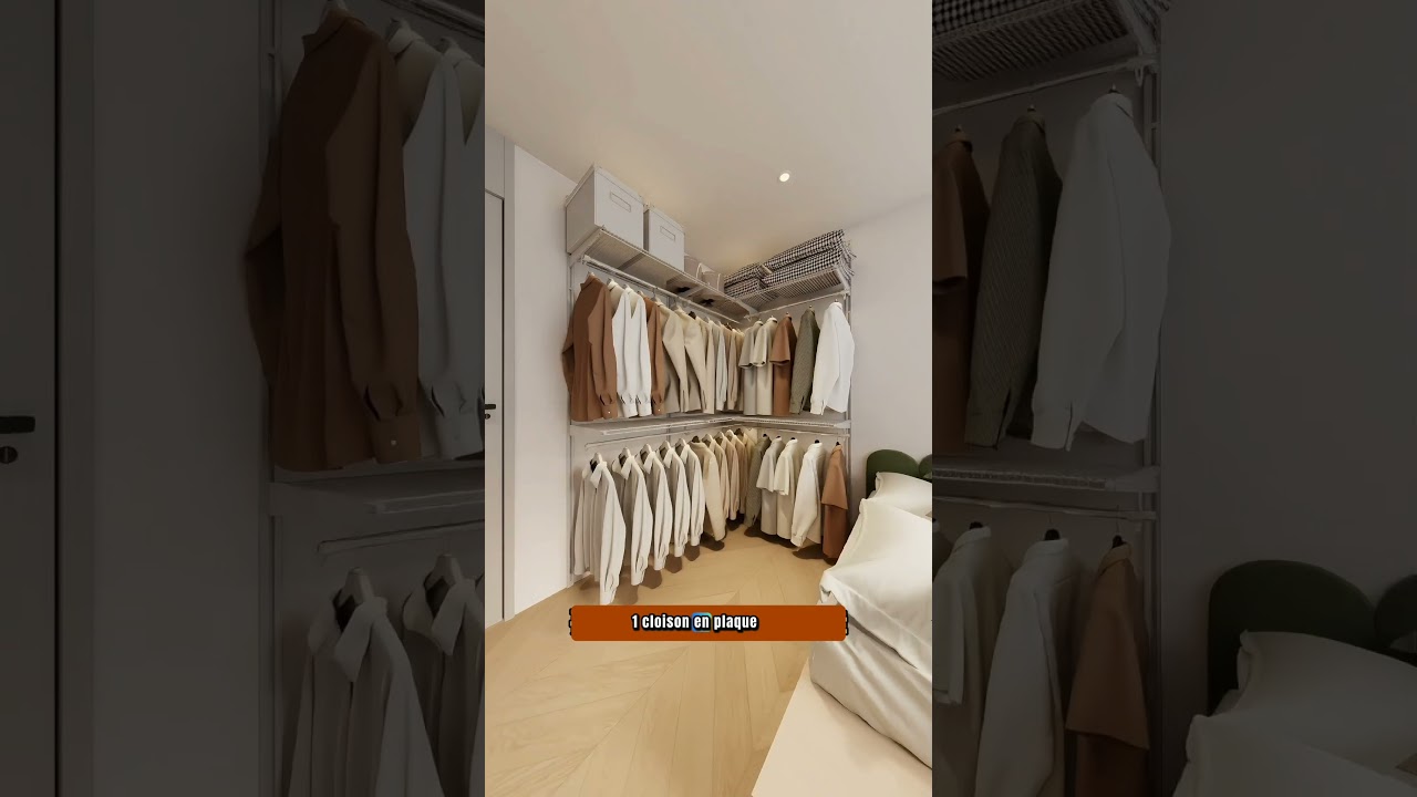8m&sup2; Bien Exploit&eacute;s : Lit, Dressing et Bureau dans une Seule Chambre #design #homedecor