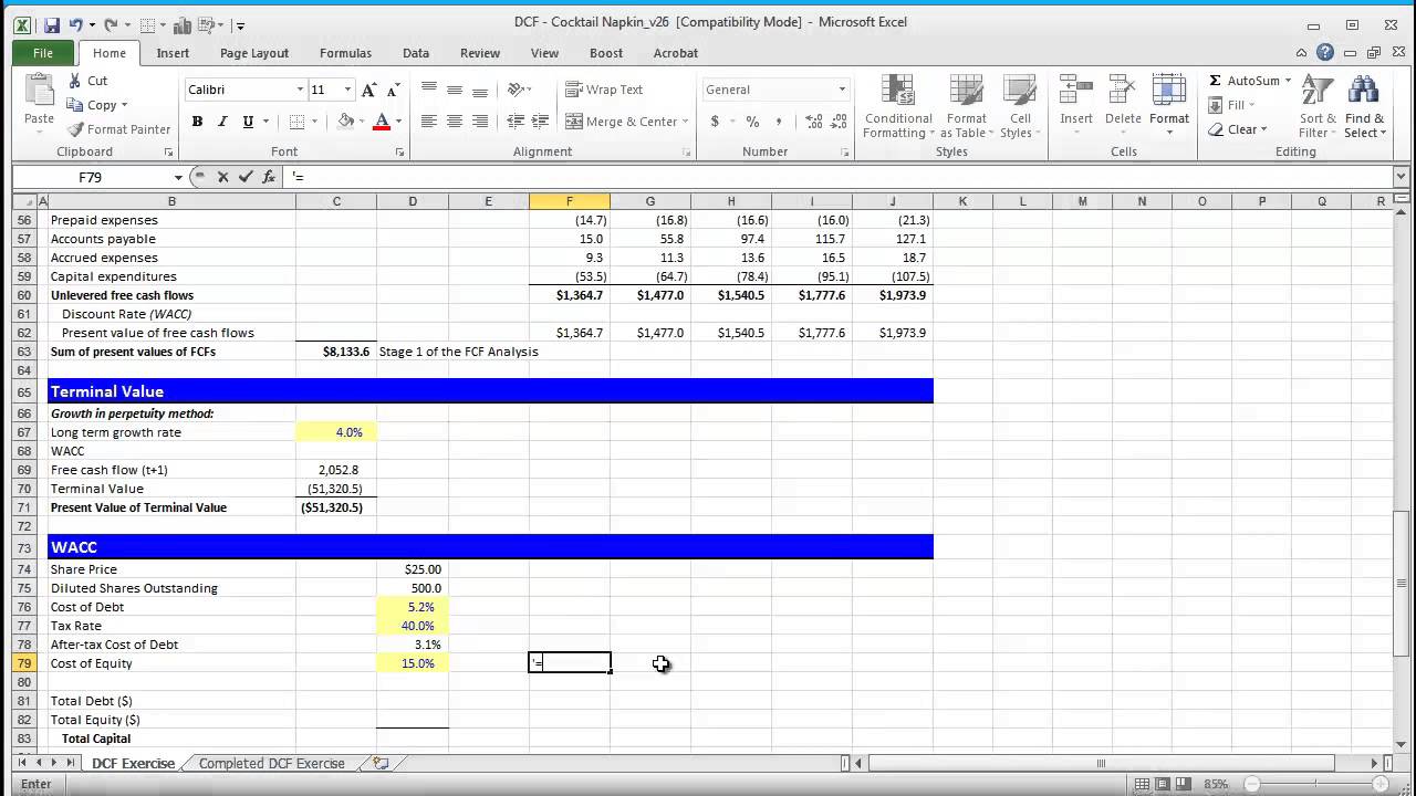 Financial Modeling Quick Lesson: Building a Discounted Cash Flow (DCF) Model - Part 2