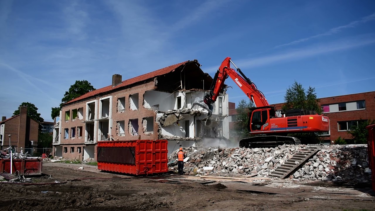 Hitachi ZX 350LC-7 demolition excavator with Straight Boom and Demarec demolition grab - Roseboom