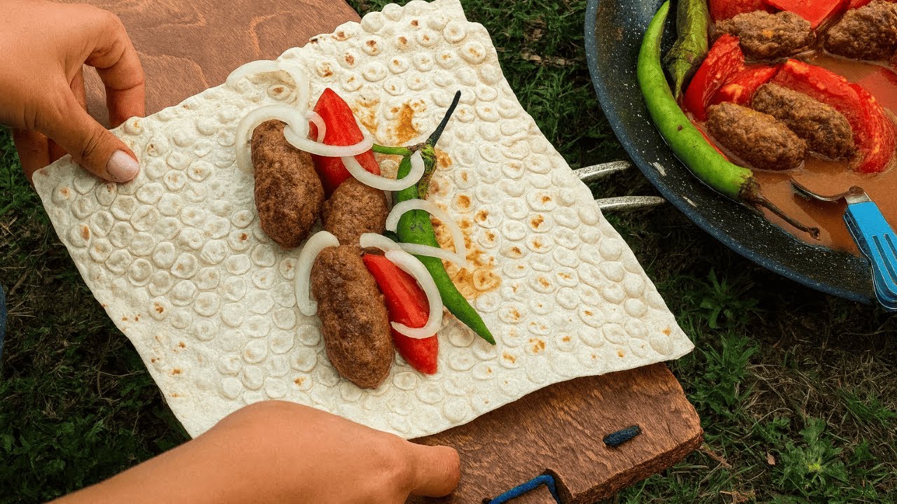 Juicy Kebab Wraps in the Mountains 🌯🔥| Outdoor Campfire Cooking ASMR