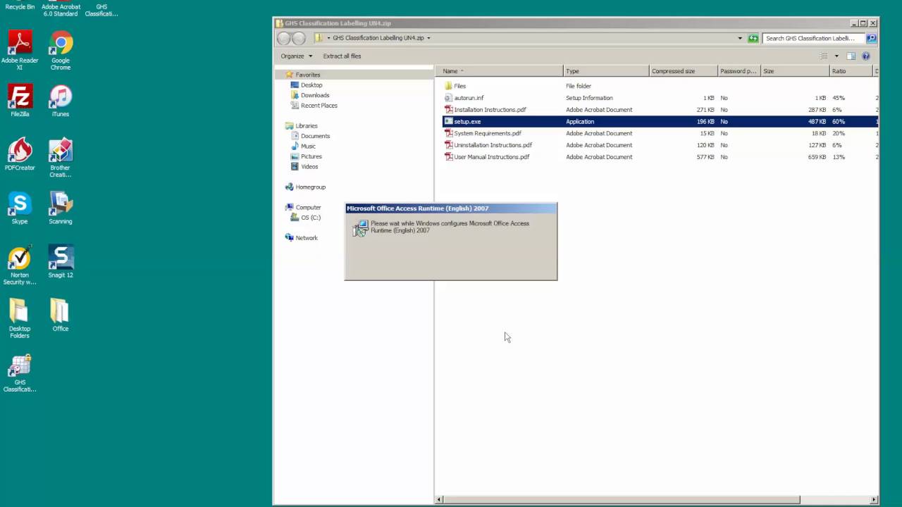 How to install Shandoz GHS Classification Labelling Software