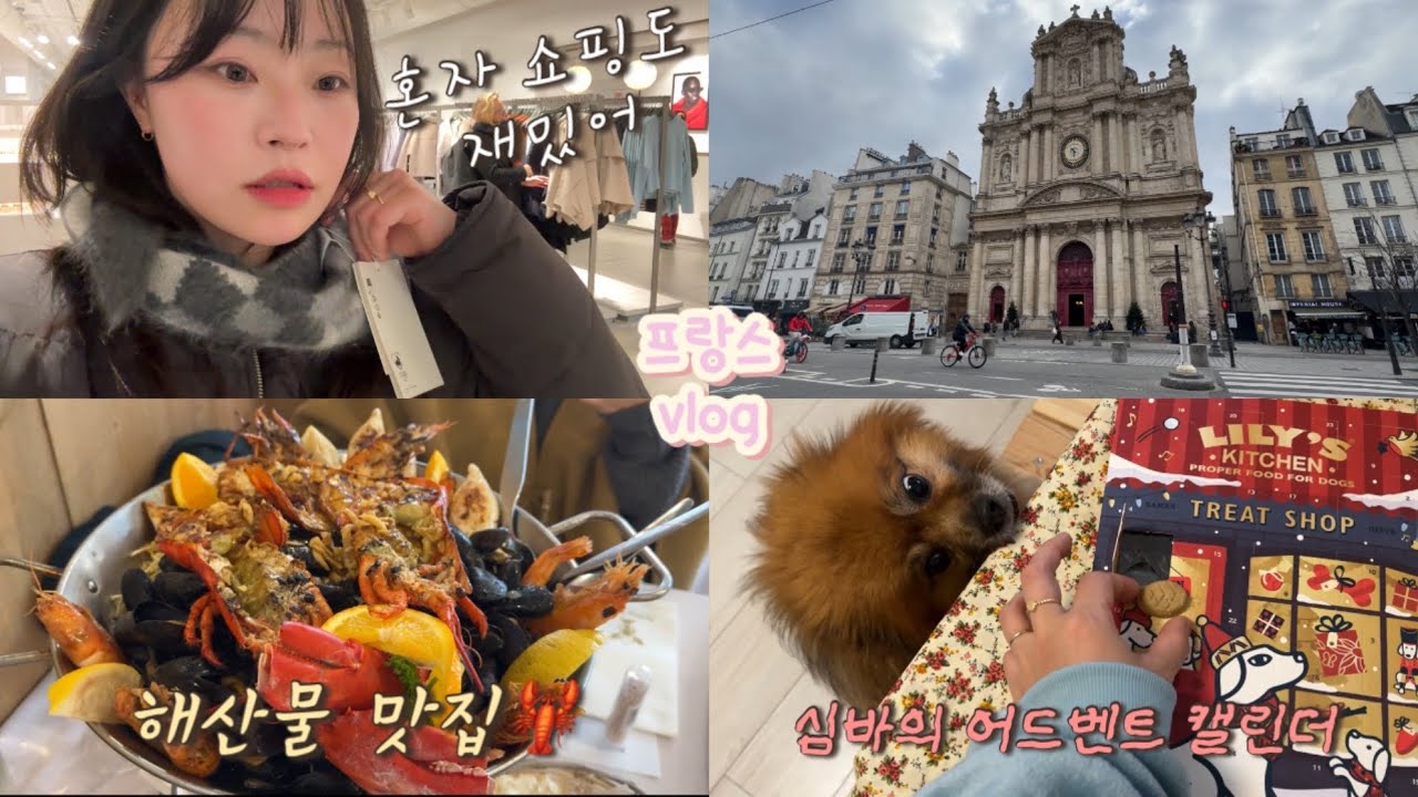 프랑스 vlog ♢ 혼자 쇼핑, 훠궈뷔페, 마레 구경, 한국카페, 포르투갈 해산물 식당
