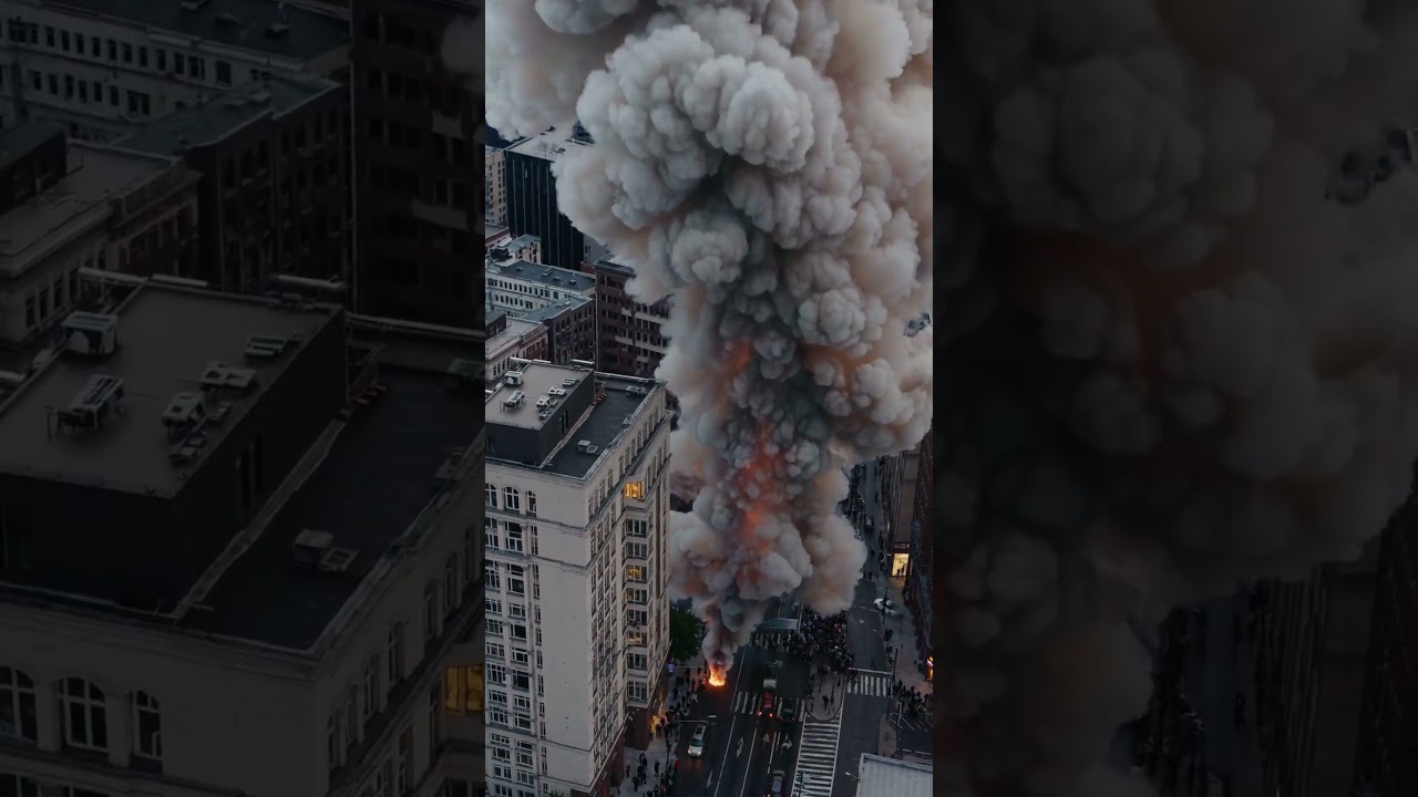 💥 City Explosion Caught on Camera | Huge Fire & Smoke Cloud 🚨