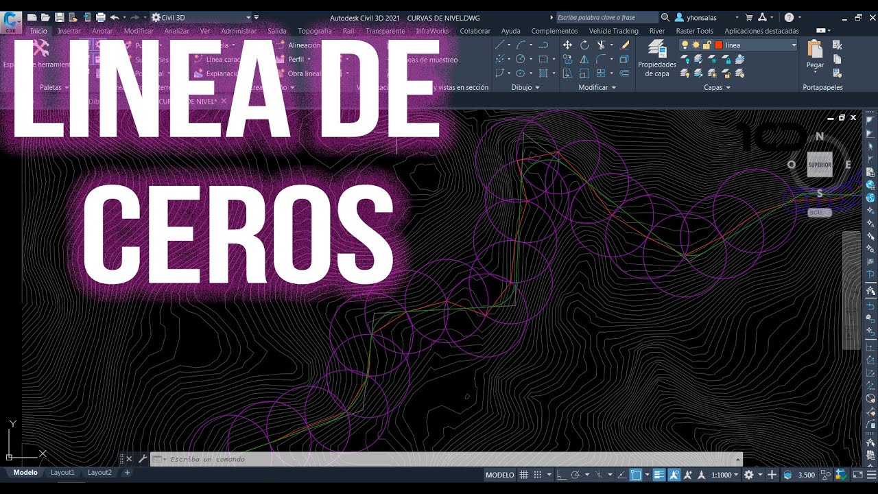 Línea de ceros en Autocad, Civil 3D