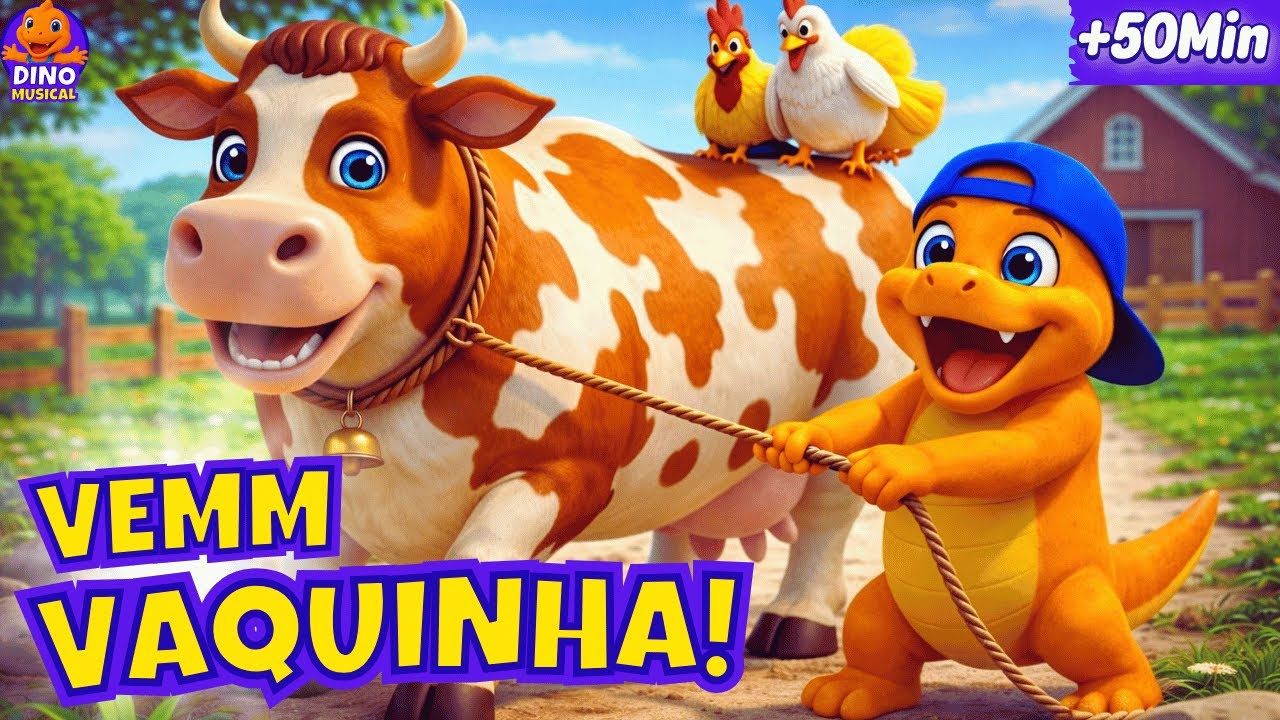 🦖🐄😂 50 MINUTOS — VEMM VAQUINHA! Dino Puxa a Vaca Lola na Fazendinha Musical da Dinolândia! 🎶