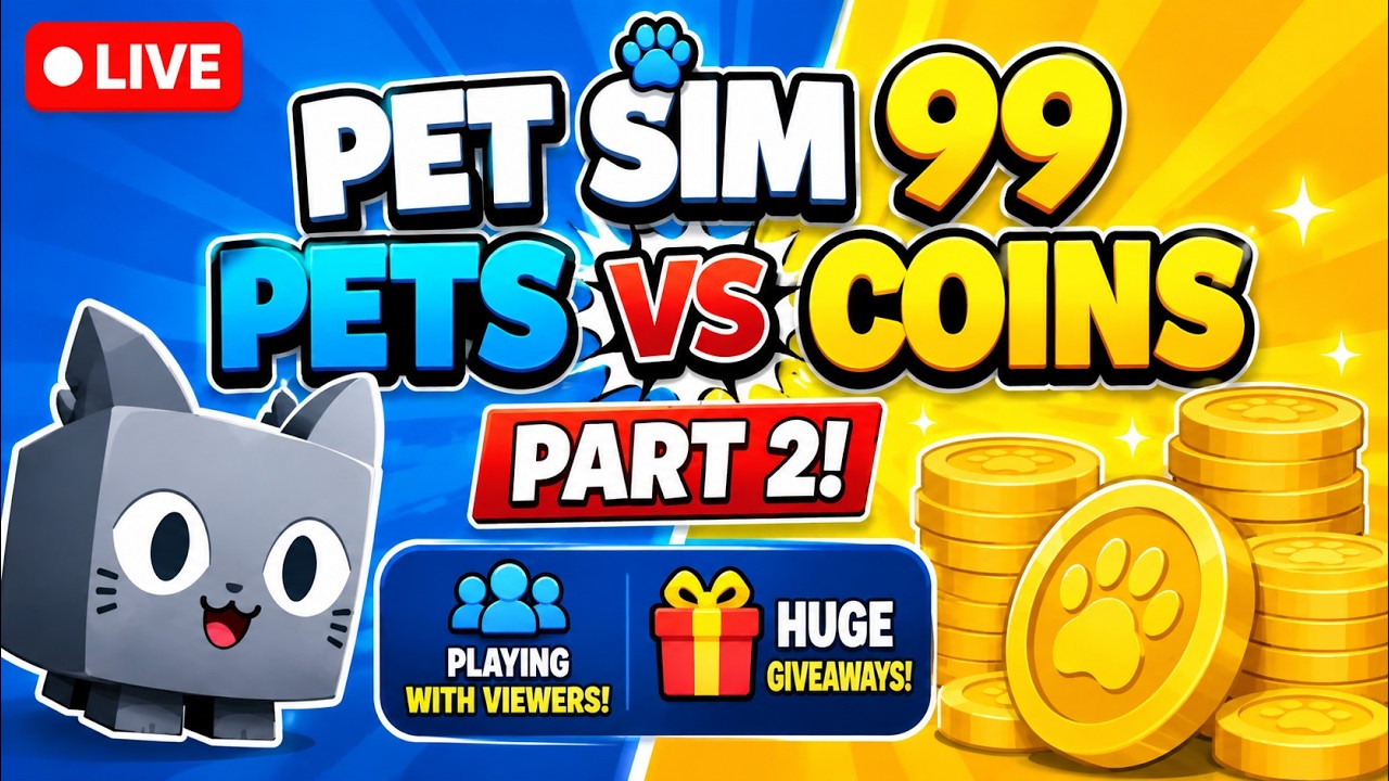 🔥 LIVE: Pet Sim 99 Pets vs Coins Part 2! 🪙 Playing With Viewers 🎮 + HUGE Pet Giveaways 🎁🐾💎