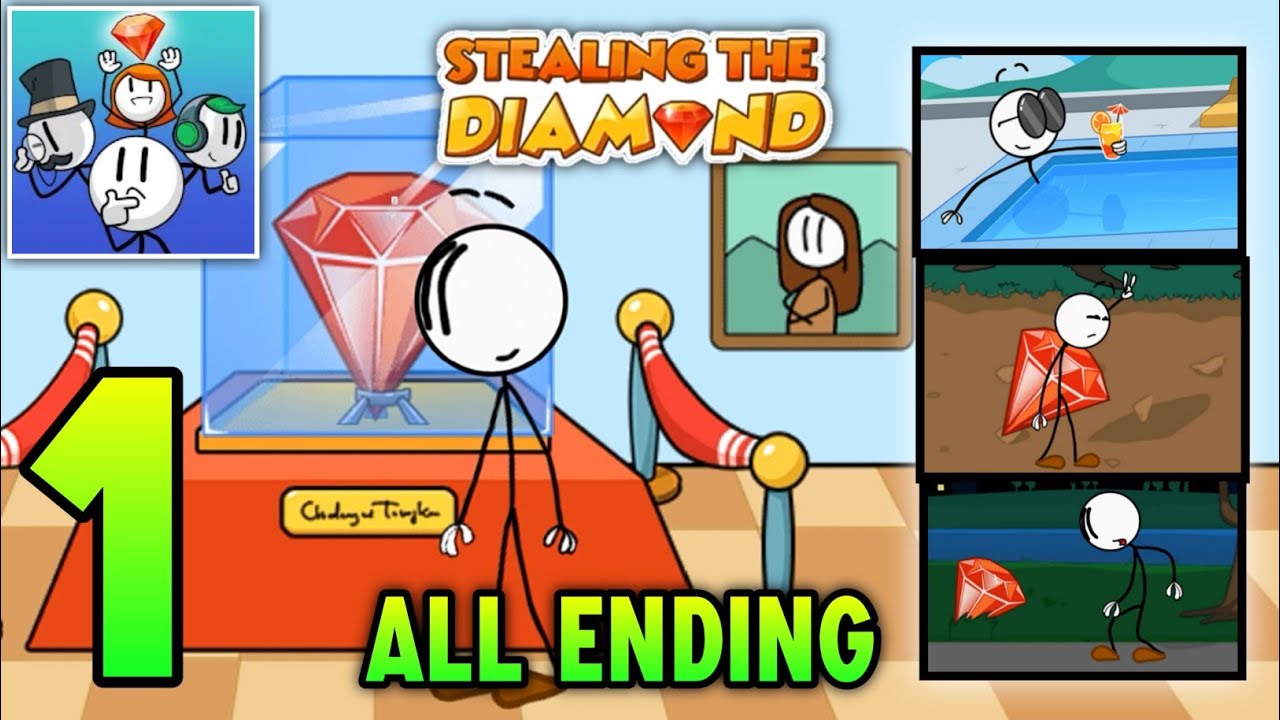 Stickman Stories: Stealing The Diamond - All Endings Gameplay Part 1 (Android, iOS)