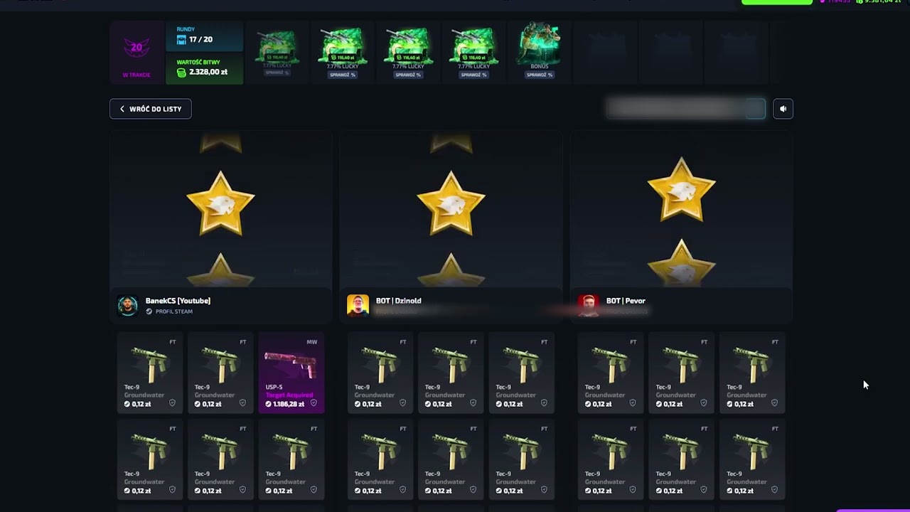 Bitwy na 120 skrzynek 7,77% Mega Profit!!