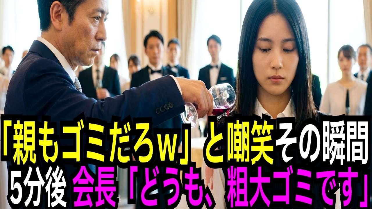 「どうせ親もゴミだろw」会長の娘と知らずに創立パーティーで馬鹿にした部長。5分後、目の前の会長が電話に出る。会長「どうも、ゴミです。」→部長「は？」【感動する話】【朗読】
