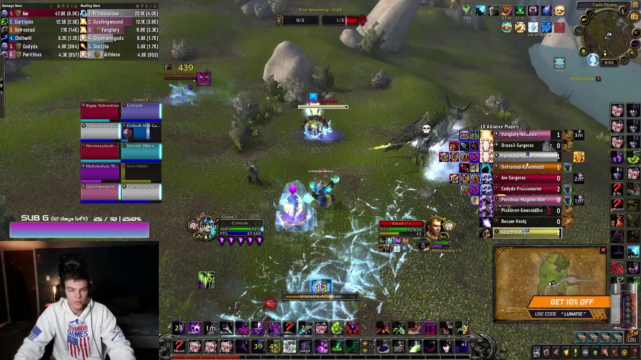 Gladiator Warlock | 2200 Warsong Gulch | Aff Lock PoV