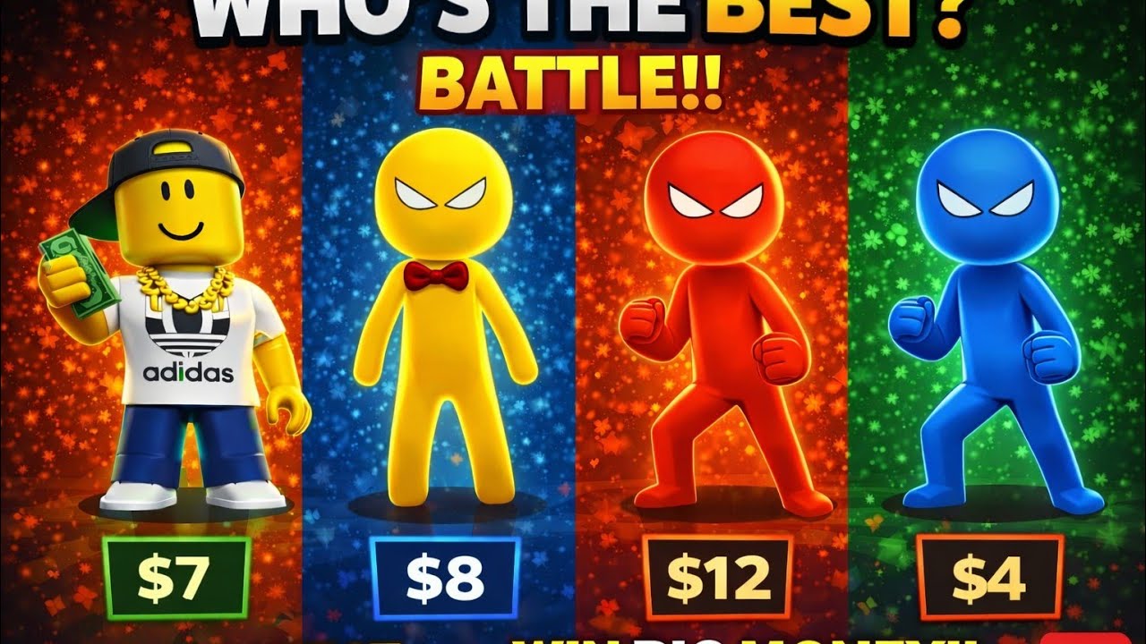 Stickman party epic minigames/ 1 2 3 4 player rounds rainbow battle 