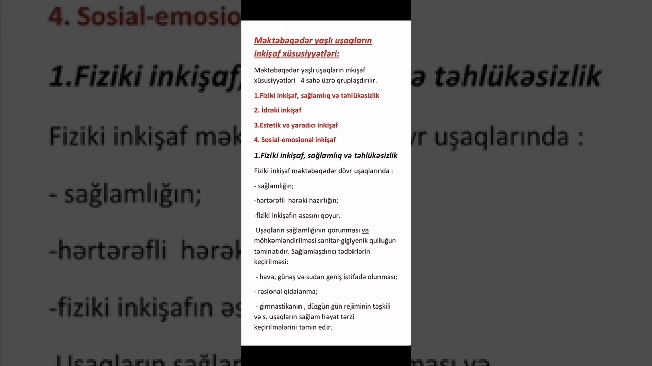 Bağça#Məktəbəqədər yaşlı uşaqların inkişaf xüsusiyyətləri