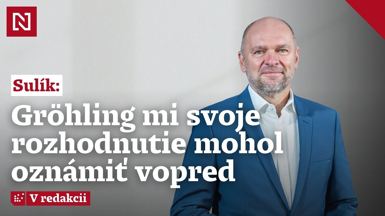 Richard Sulík: Gröhling mi svoje rozhodnutie mohol oznámiť vopred