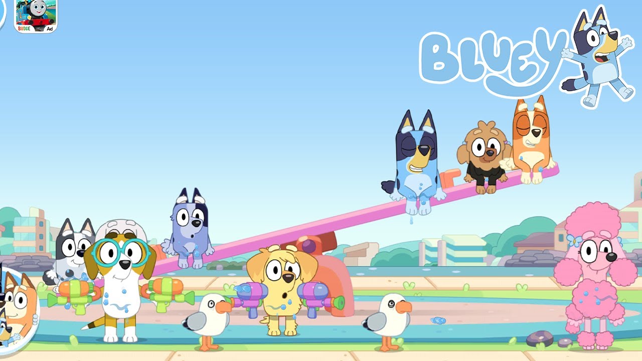 🌈🌈Let's Play Bluey The Videogame! Muffin & Socks Playing With Water Guns | Bluey & Bingo🌈🌈