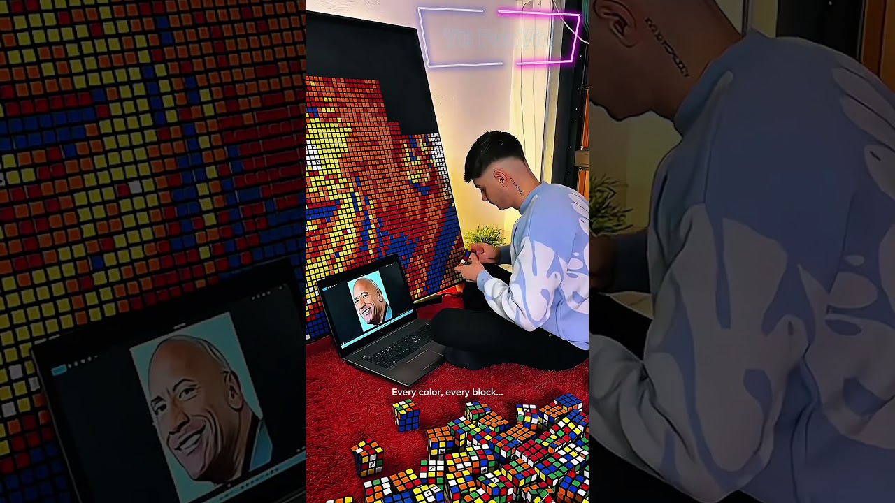 Rubik Face Illusion!! #viralshort #art #diy #rubikscube #rubikart #illusion