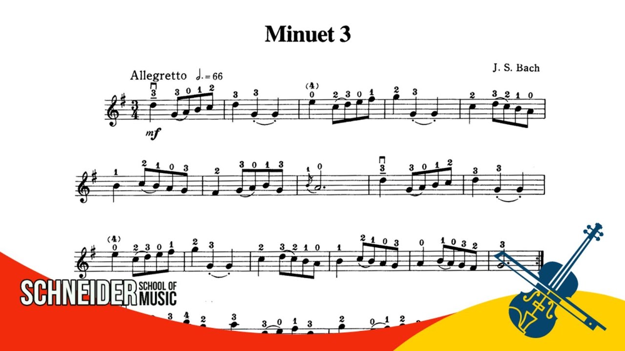 15 - MINUET 3, J. S. BACH | Suzuki Book 1 | Violin Sheet Music | Partitura para Violino