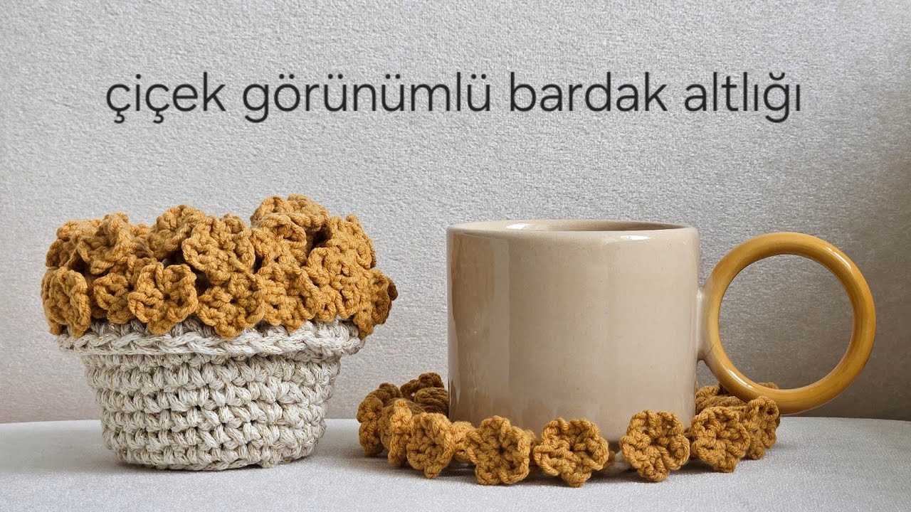 tığ işi çiçek görünümlü bardak altlığı ve saksı tarifi