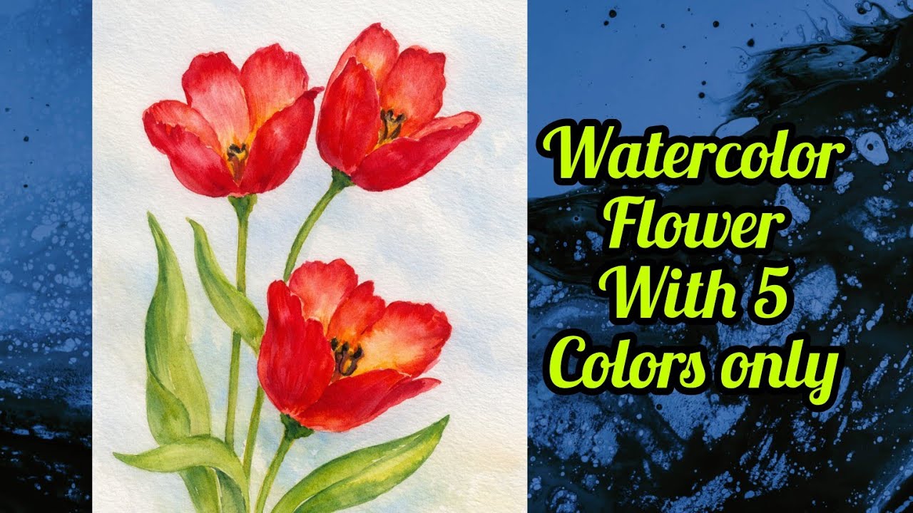 Easy flower drawing for beginners/ watercolor painting tutorial step by step 