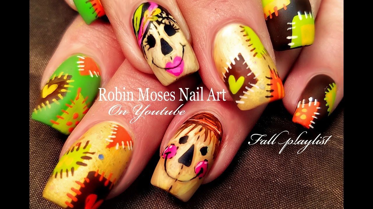 Cute Scarecrow Nails! | DIY Fall Patchwork Nail Art Design Tutorial