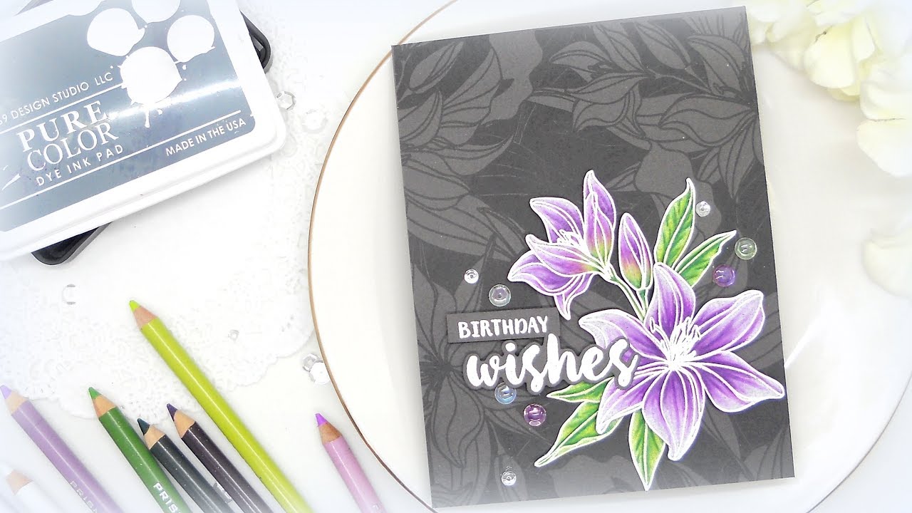 Colored Pencils and Embossing on Dark Cardstock