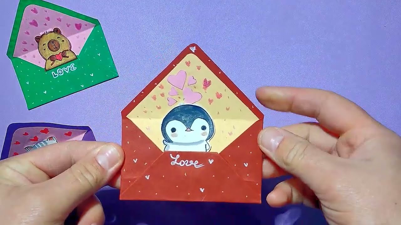 Оригами Конверт из бумаги Капибара, Кошка | Открытка - Сюрприз из бумаги | Origami Paper Envelope