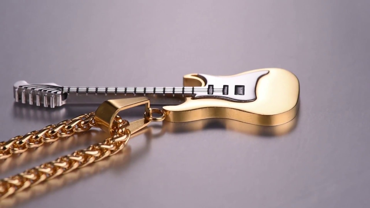 Stainless Steel Guitar Necklace For Musical Fans | Hiphop Jewelry