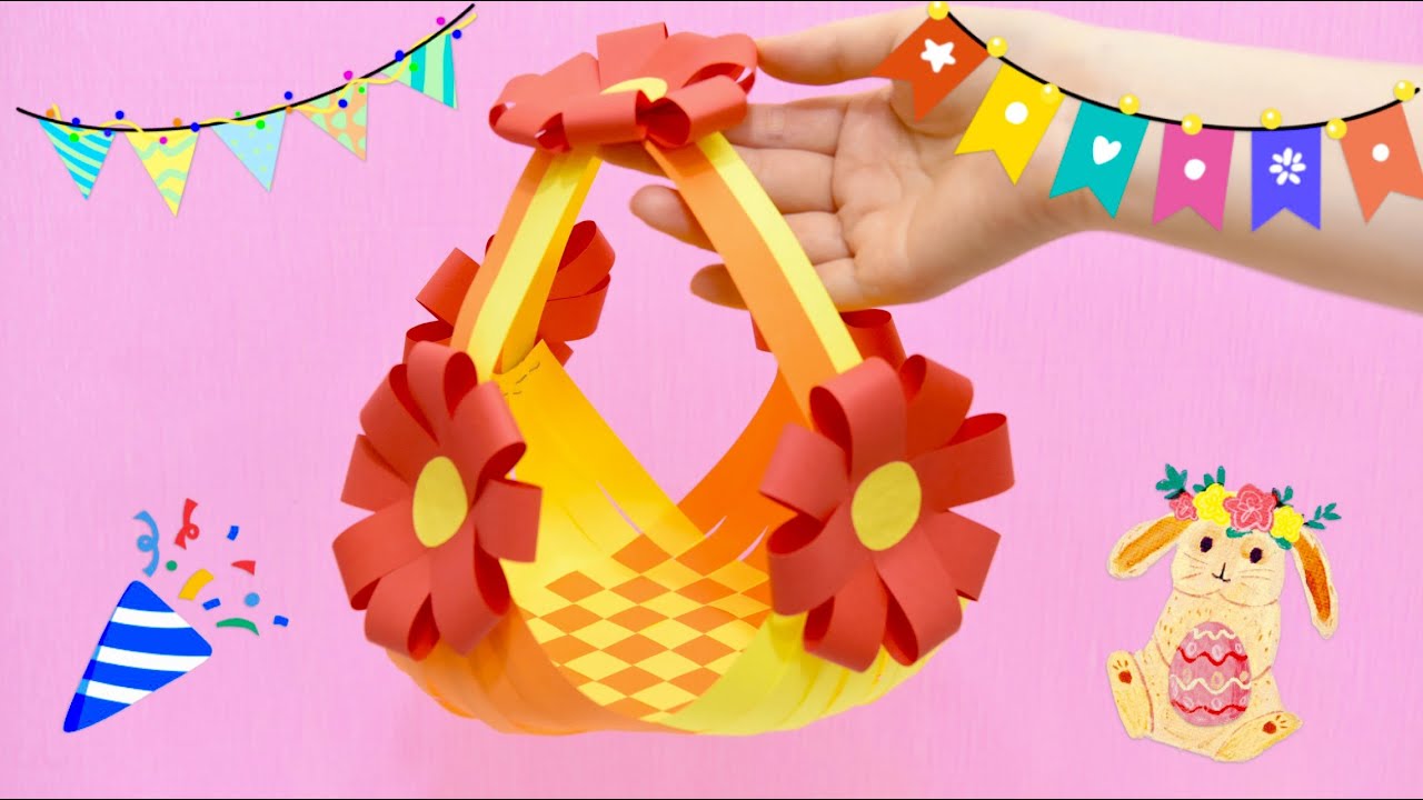 How to make Paper Weaving Basket Step by Step Tutorial | Easter Crafts Ideas For Kids | 復活節籃子
