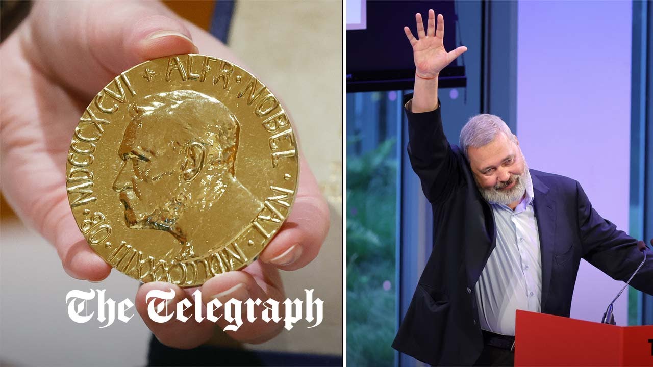 The moment a Russian journalist auctions his Nobel Peace Prize for &pound;84m to aid Ukrainian refugees