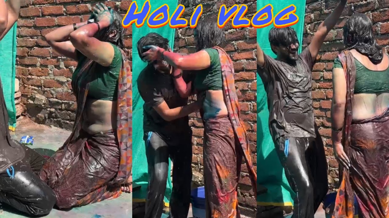 Rupa desi Holi vlog पति ने हरे रंग से रंग डाला saree holi vlog 