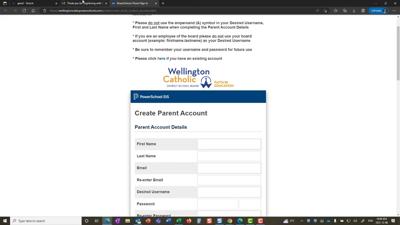 Registering Online with the Wellington Catholic DSB