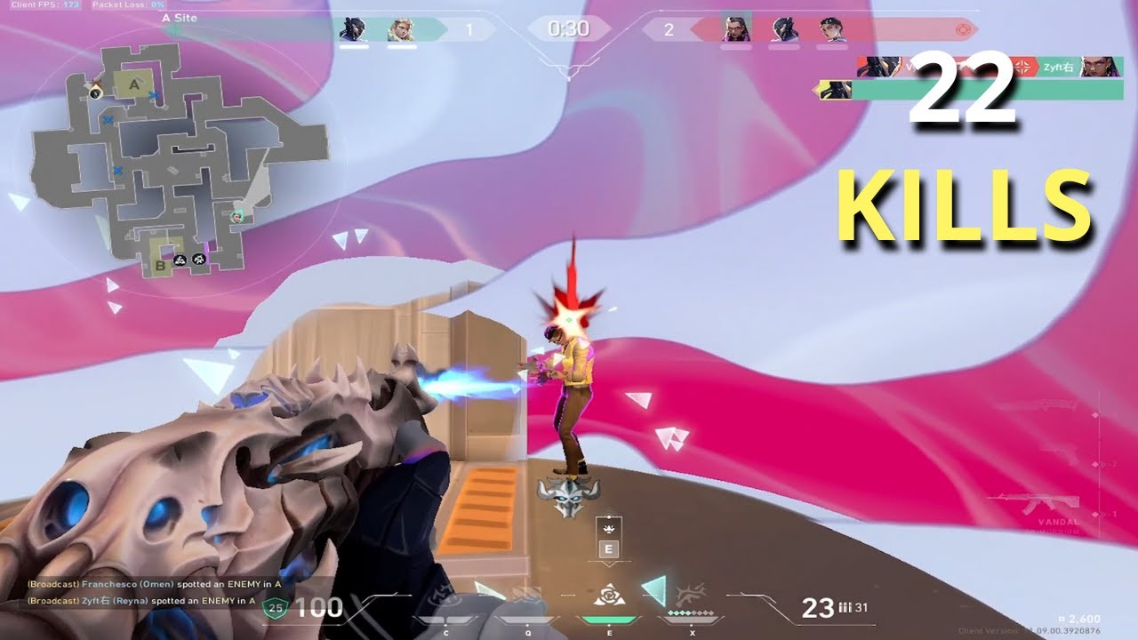 Valorant - 22 Kills As Vyse Sunset Full Gameplay (No Commentary)