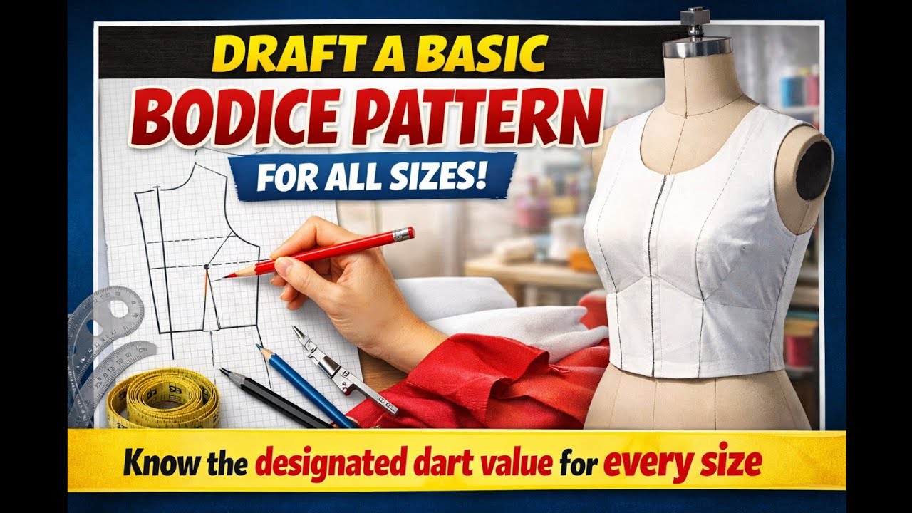 Learn how to Draft a Basic Bodice Pattern for all Sizes | Dart intake Value Explained #letusdraft 