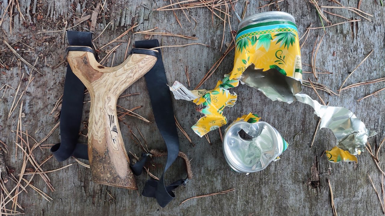 Homemade Slingshot, Small Can Cut, Catapult Target Practice